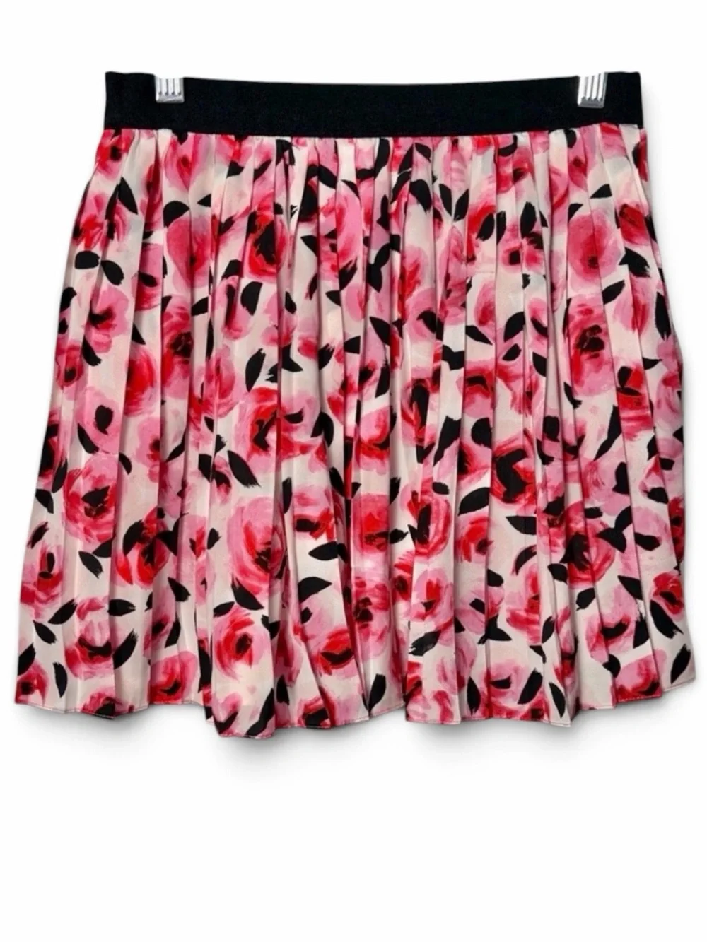 Kate Spade Girls Floral Pink and Black Rose Pleated Skirt Size 10